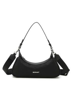 Nylon Crossbody Crescent Bag Lightweight Handbag with Detachable Strap